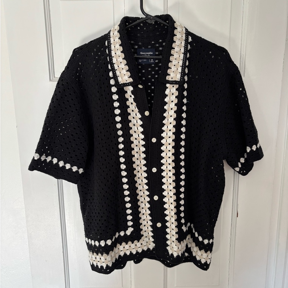 Abercrombie & Fitch Black and White Crochet Shirt